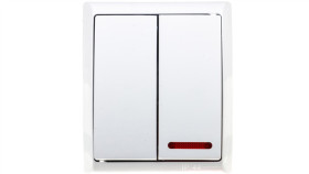 Fala Łącznik Hermetyczny Świecznikowy Ip44 Z Podświetleniem Biały Łnh-2Hs/00