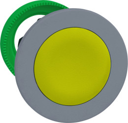 Pushbutton, unlabeled, unlit, groping, waistband round, yellow, front ring light gray, mounting Ø 30.5 mm, ZB5FA56C0