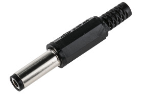 Wtyk zasilania DC Wtyk DC średnica zew: 5.5mm Montaż na kablu średnica wew: 2.5mm 1.0A 12.0 V.