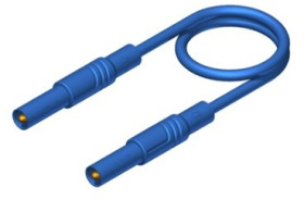 Measuring lead with (4 mm plug, spring-loaded, straight) to (4 mm plug, spring-loaded, straight), 500 mm, blue, PVC, 1.0 mm², CA