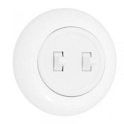 Włącznik światła podtynkowy podwójny z ramką 10AX 250V IP20 biały połysk