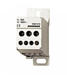 Blok dystrybucyjny 1-bieg.80A wej.3x16mm²,wyj. 4x6mm²