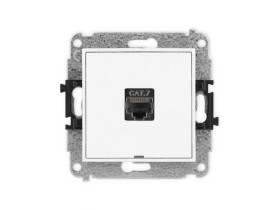 MINI Mechanizm gniazda komputerowego pojedynczego 1xRJ45, kat. 7, ekranowane, 8-stykowy, bez pola opisowego biały mat 25MGKBO-9