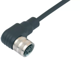 Sensor actuator cable, M16-cable socket, angled to open end, 8 pole, 2 m, PUR, black, 3 A, 79 6272 200 08