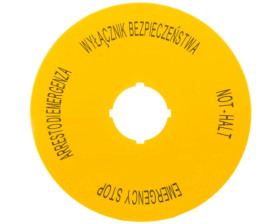 Tabliczka opisowa żółta okrągła WYŁĄCZNIK BEZPIECZEŃSTWA (4 języki) fi90, M22-XAK15167640