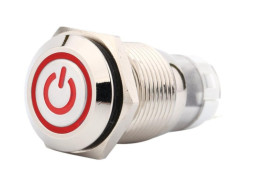 PRZEŁĄCZNIK BISTABILNY OKRĄGŁY 2A 250V CZERWONY MKX 16mm