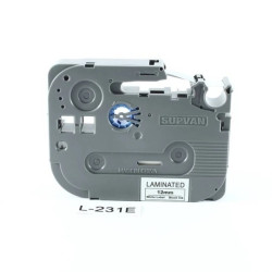 Taśma laminowana Supvan biała/czarny druk 12 mm 8m L-231E