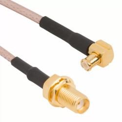 Coaxial cable, MCX plug (angled) to SMA jack (straight), 50 Ω, RG-316, grommet black, 609 mm, 245130-01-24.00
