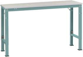 Manuflex AU7089.5021 Stół roboczy UNIVERSAL z płytą dekoracyjną z PCW, szer. X gł. X wys. = 1750x800x722-1022 mm niebies