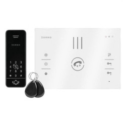 SANDI, zestaw domofonowy jednorodzinny, bezsłuchawkowy 2-żyłowy, szyfrator, RFID, biały,OR-DOM-BA-933/W