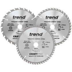 Trend CSB/165/3PK/B CraftPro Cordless Saw Blade 165 x 20mm x 24T/40T/52T (Pk 3)