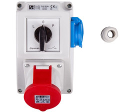 Zestaw instalacyjny z gniazdem 32A 4P+2P+Z (L-0-P) czerwony ZI05R361
