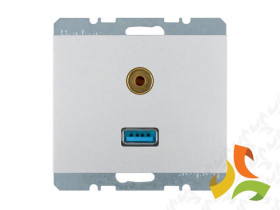 BERKER K.5 Gniazdo multimedialne USB/3.5mm audio aluminium 3315397003 HAGER