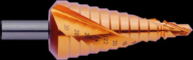 7013 TiN HSS step drill bit, 6-30mm, gradient 2 mm