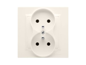 SIMON 10 Gniazdo podwójne z uziemieniem monoblok z ramką zaciski śrubowe krem CGZ2/41 KONTAKT SIMON