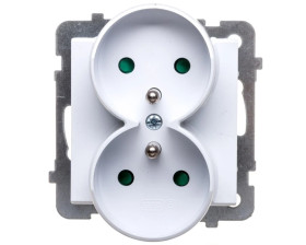 SONATA Gniazdo podwójne z/u z przesłonami białe GP-2RRZP/m/00