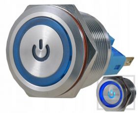Przełącznik LB22MP-BLUE 22mm POWER podśw. LED 9-24VDC;chwilowy;2A/250V