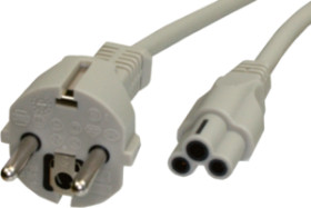 Device connection cable, Europe, plug, 3 pole, straight on C5 socket, straight, H05VV-F3G0.75 mm², gray, 1 m, VIIG-H05VVF3G075-C