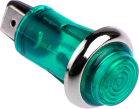 Lampka kontrolna do montażu panelowego 240V, zielona 13mm Neonowy Chrom CAMDENBOSS
