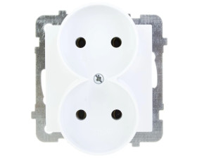 AS Gniazdo podwójne b/u białe GP-2GR/m/00