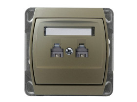 GAZELA Gniazdo telefoniczne podwójne równoległe satyna GPT-2JR/m/16/16 OSPEL