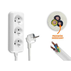 Przedłużacz elektryczny 1,5m/3gn. z.u. biały / Lx9530