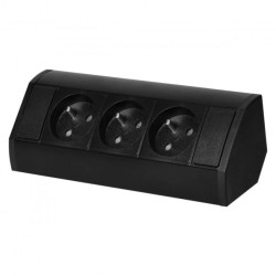 Gniazdo meblowe 3x2P+Z, czarne,OR-GM-9001/B