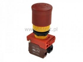 Przycisk dłoniowy; grzyb z blokadą; czerwony