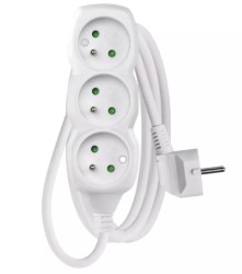 Przedłużacz 3 gniazda 1,5m 2,3kW biały Z ZABEZPIECZENIEM