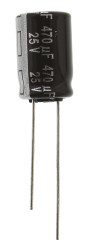 Kondensator 470μF 25V dc Radialny, Otwór przelotowy Panasonic roztaw: 5mm 10 (Dia.) x 16mm