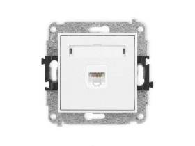 MINI Mechanizm gniazda komputerowego pojedynczego 1xRJ45, kat. 5e, 8-stykowy biały mat 25MGK-1 KARLIK