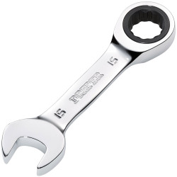 Draper 27909 HI-TORQ&#xAE; Metric Stubby Ratchet Combination Spanner 15mm