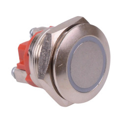 AV9SLD9086002 APEM Momentary 19mm Red LED illuminated Vandal Push Button Switch