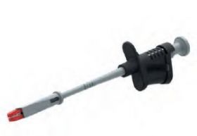 6007-IEC-SW Chwytak krokodyl. z gniazdem 4mm, elastyczny trzonek, L=172mm, 6A, czarny, ELECTRO-PJP, 6007IECSW, 6007-IECN