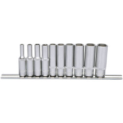 KS Tools 917.0610 1/4" Hexagonal Socket Set, Deep, 10 Pcs 4-13mm