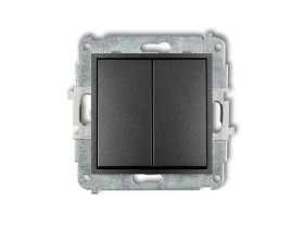 MINI Wyłącznik podwójny świecznikowy zwierny przycisk (dwa klawisze bez piktogramów wspólne zasilanie) grafitowy 11MWP-44.1 KARL