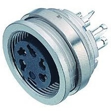 Panel socket, 8 pole, solder connection, screw locking, straight, 09 0474 09 08