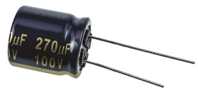 Kondensator 270μF 100V dc Radialny, Otwór przelotowy Panasonic roztaw: 7.5mm 18 (Dia.) x 20mm