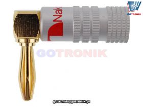 Wtyk banan głośnikowy Nakamichi kątowy czerwony