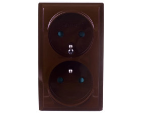 BIS Gniazdo podwójne z/u z przesłonami brązowe GN-2BZP/24