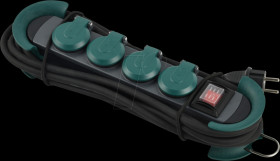 500.200 HOOK Outdoor 4x Schutzkontakt, Kunststoff, mit Schalter und Klap