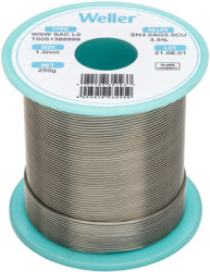 Solder, lead-free, SAC (Sn3.0Ag0.5Cu3.5%), Ø 1 mm, 250 g, WSW SAC L0 1MM 250G