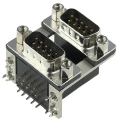 Złącze D-Sub 9-pinowe Męski/Męski Kąt Proste Przewlekany raster 2.77mm Złoto na niklu