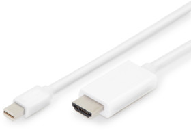 Adapter cable, 2 m, white, DisplayPort 1.2 plug, straight to HDMI plug type A, straight, AK-340304-020-W