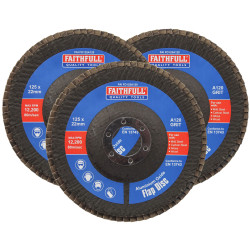 Faithfull FAIFD12512A3 Aluminium Oxide Flap Disc 125 x 22mm 120 Grit (3 Pack)