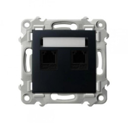 SZAFIR Gniazdo telefoniczne podwójne niezależne czarny metalik GPT-2ZN/m/33