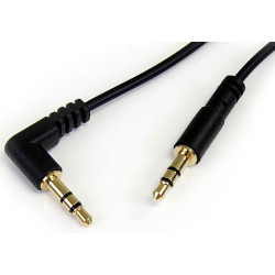 StarTech MU3MMSRA 1m Slim 3.5mm To Right Angle Stereo Audio Cable - M/M