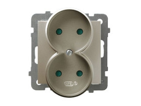 AS Gniazdo podwójne z przesłonami torów prądowych moduł bez ramki satyna light GP-2GRP/m/45 OSPEL