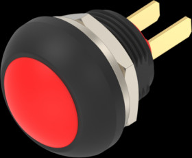 Pushbutton, 1 pole, red, unlit , 0.12 A/125 VAC, 0.2 A/50 VDC, 13.6 mm, IP68, 1-2329360-2