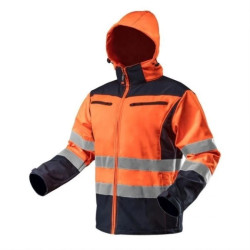 Kurtka robocza ostrzegawcza softshell z kapturem, pomarańczowa, rozmiar L 81-701-L